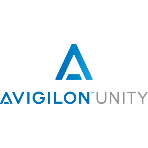 Avigilon Unity logo on blue and grey.