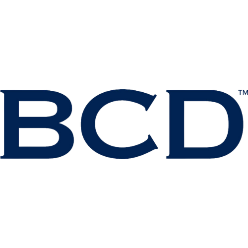 BCD Logo. Company name written in navy blue.