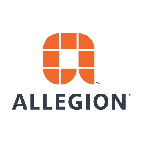 Allegion Logo - Orange A with Allegion spelled out underneath in black