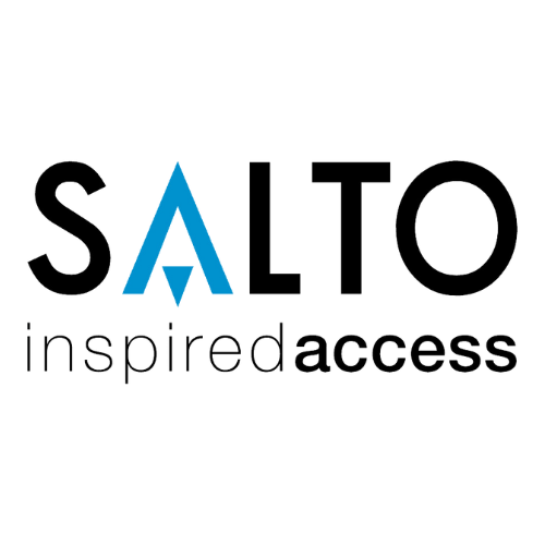 Salto logo written in black with a blue A symbol.